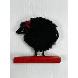 Le Mount Licorice Dept 56 2 Sided Black Sheep Ornament Bow X-mas 3 3/4 “H x 4”L